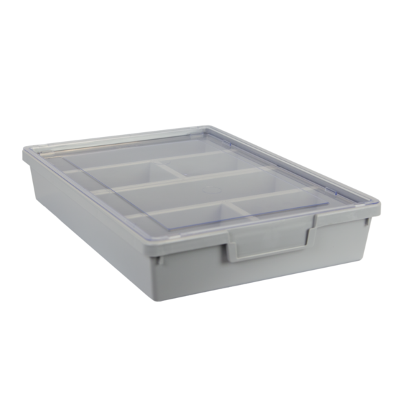 Storsystem Antimicrobial Slim Line Sgl 3"D Tote Tray/Divider & Gry Lid Kit CE1950LG-AK0202-1